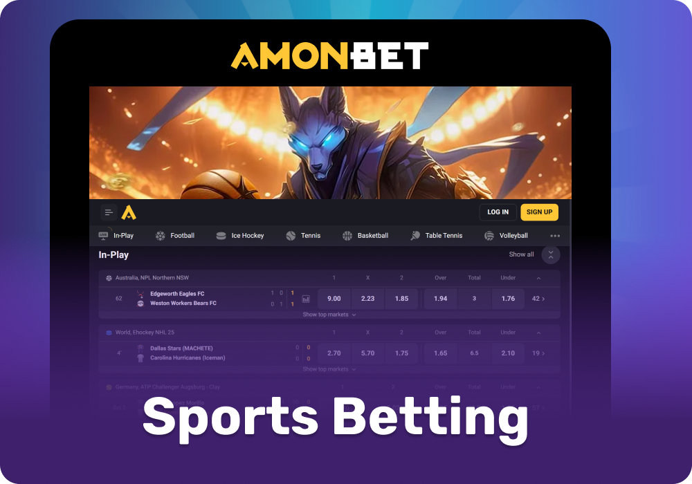 Bet on 45+ sports using Amonbet