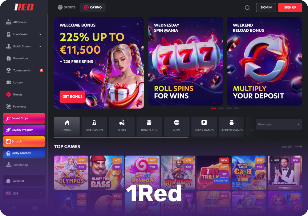 1Red is a European online casino that accepts cryptocurrency and offers a wide selection of games