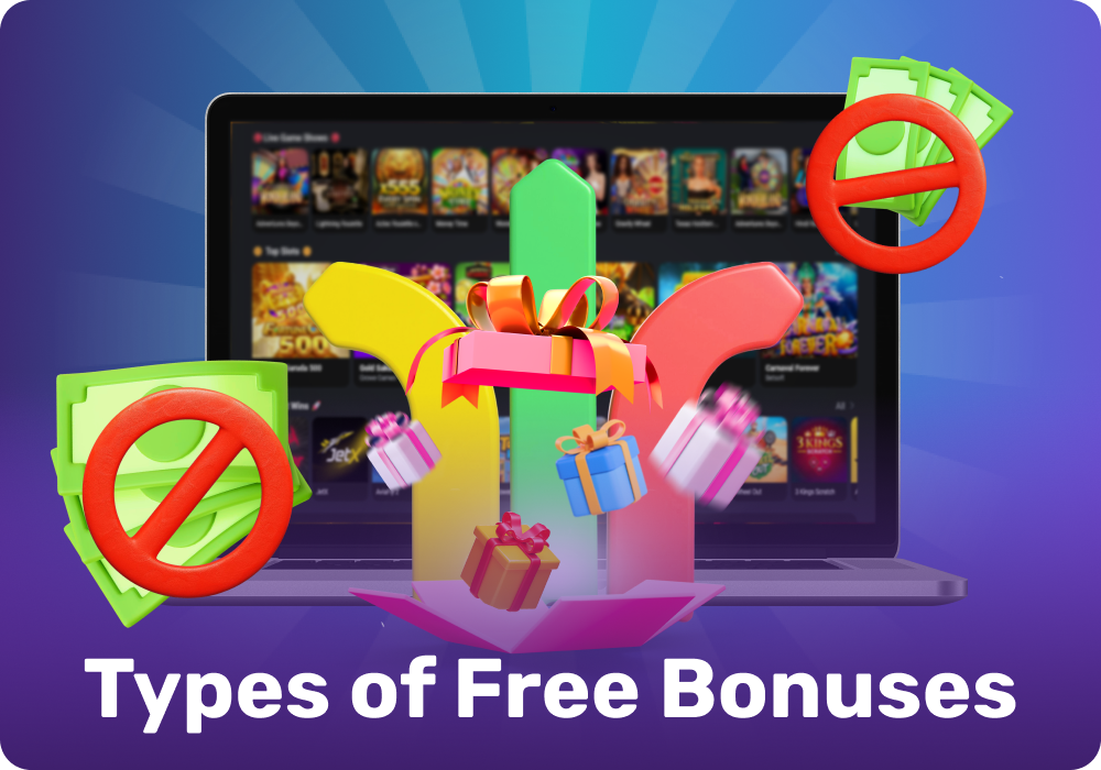 No-deposit casino bonuses include free spins, promo codes, cashback, chips, and other rewards
