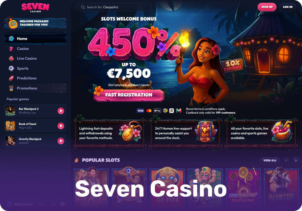 Seven Casino is a European online casino offering slots, table games, and bonuses for players