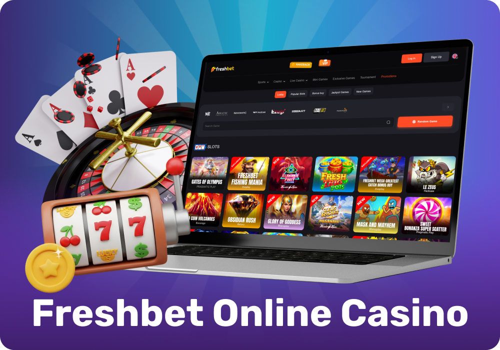 Freshbet features slots, table games, live casino games, crash games, and mini-games