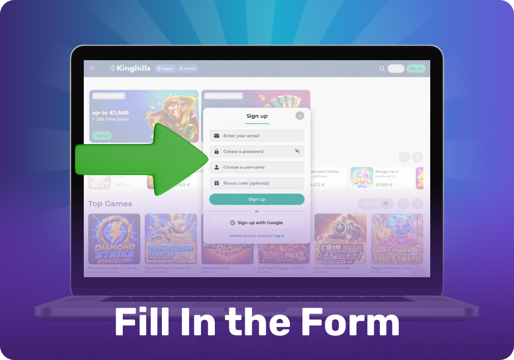 Fill out the registration form to create a new King Hills account